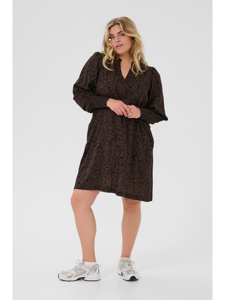 

KAFFE curve Платье KCbella А-силуэта, цвет Fudge/Black Flower Print