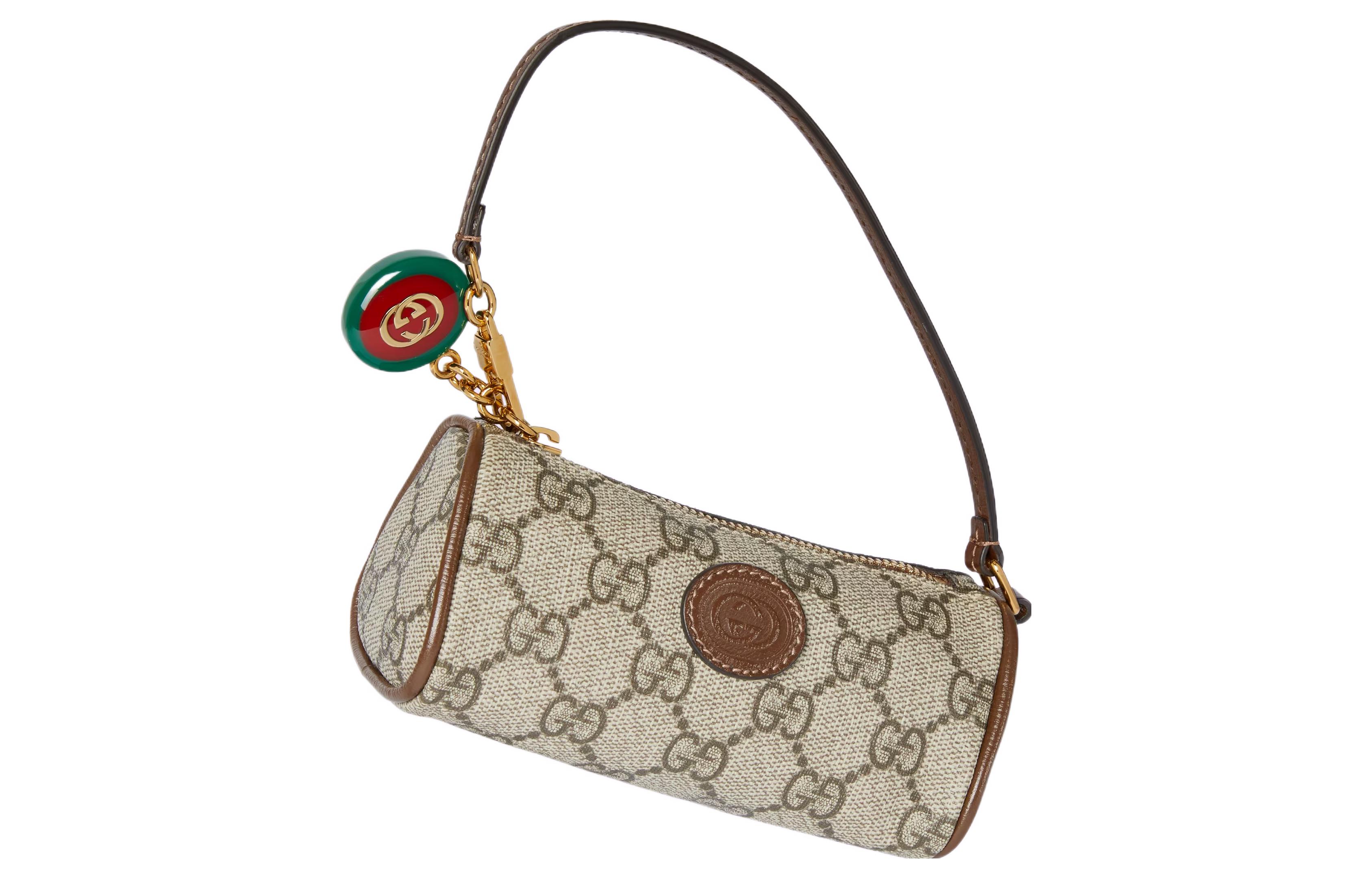 GUCCI Кожаная холщовая сумка мини мужская коричневая — фото 2
