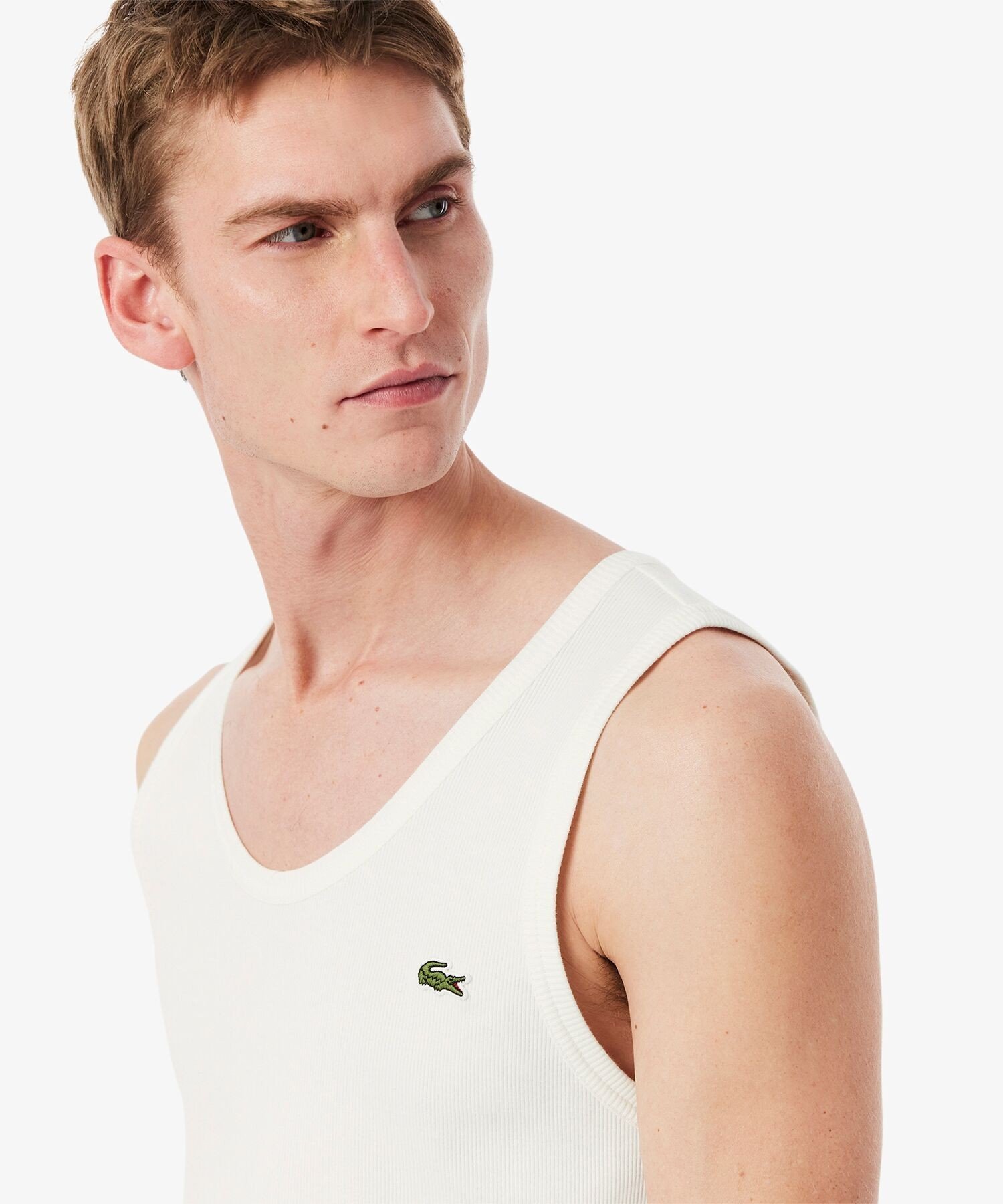 Топ из хлопковой трикотажной резинки LACOSTE, White — фото 2