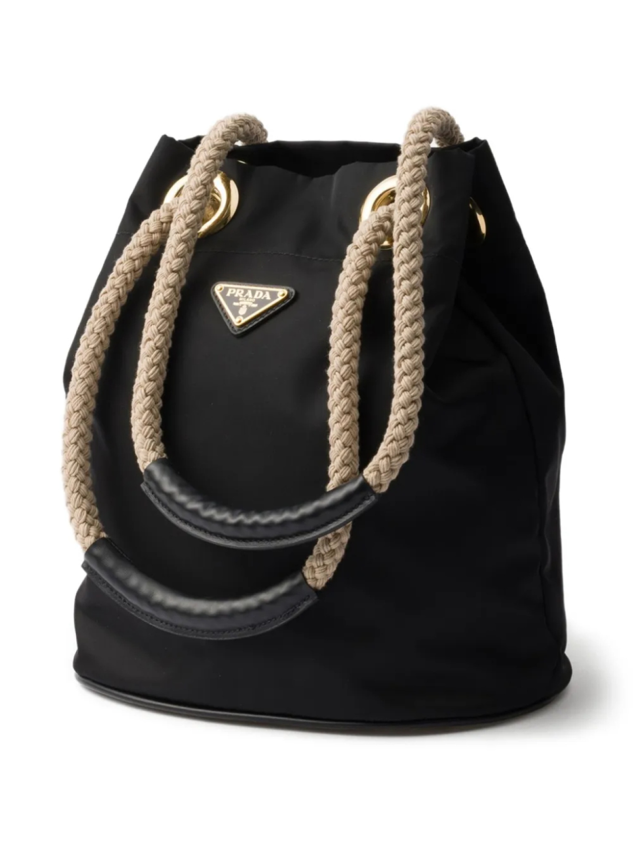 Сумка-ведро Re-Nylon с веревочными ручками Prada, черный — фото 3