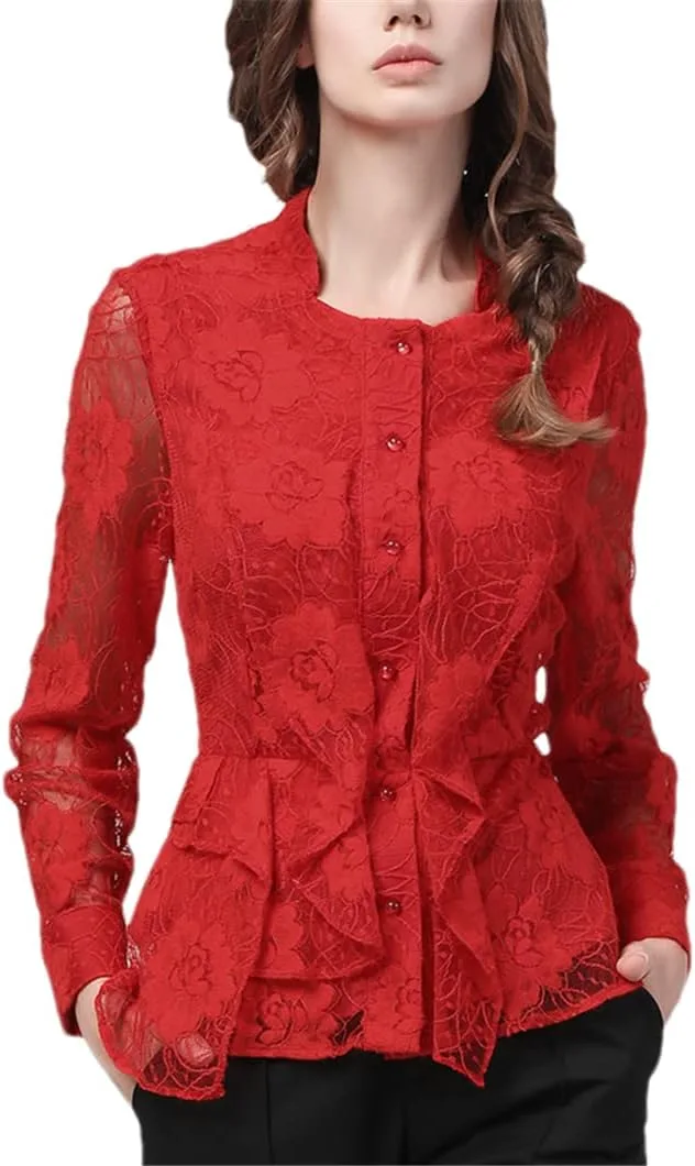 

Женская блузка с кружевом и рюшами Disimlarl