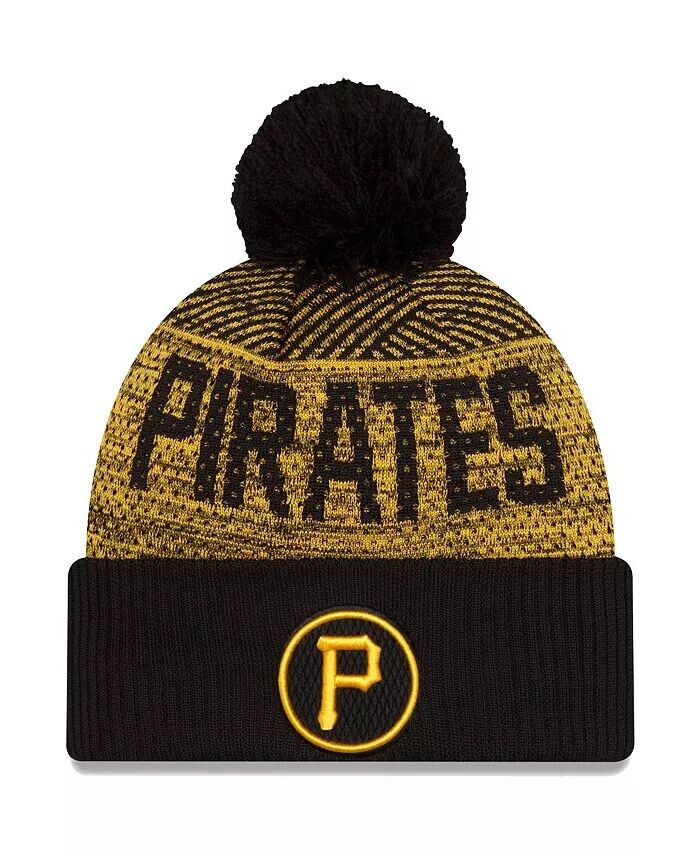 

Мужская черная спортивная вязаная шапка Pittsburgh Pirates Authentic Collection с манжетами и помпоном New Era, черный
