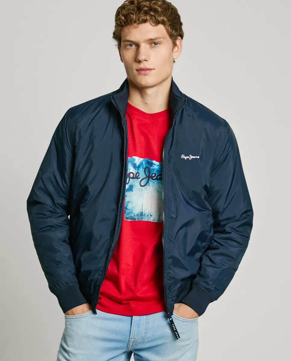 

Куртка-бомбер мужская с высоким воротником Pepe Jeans, темно-синий