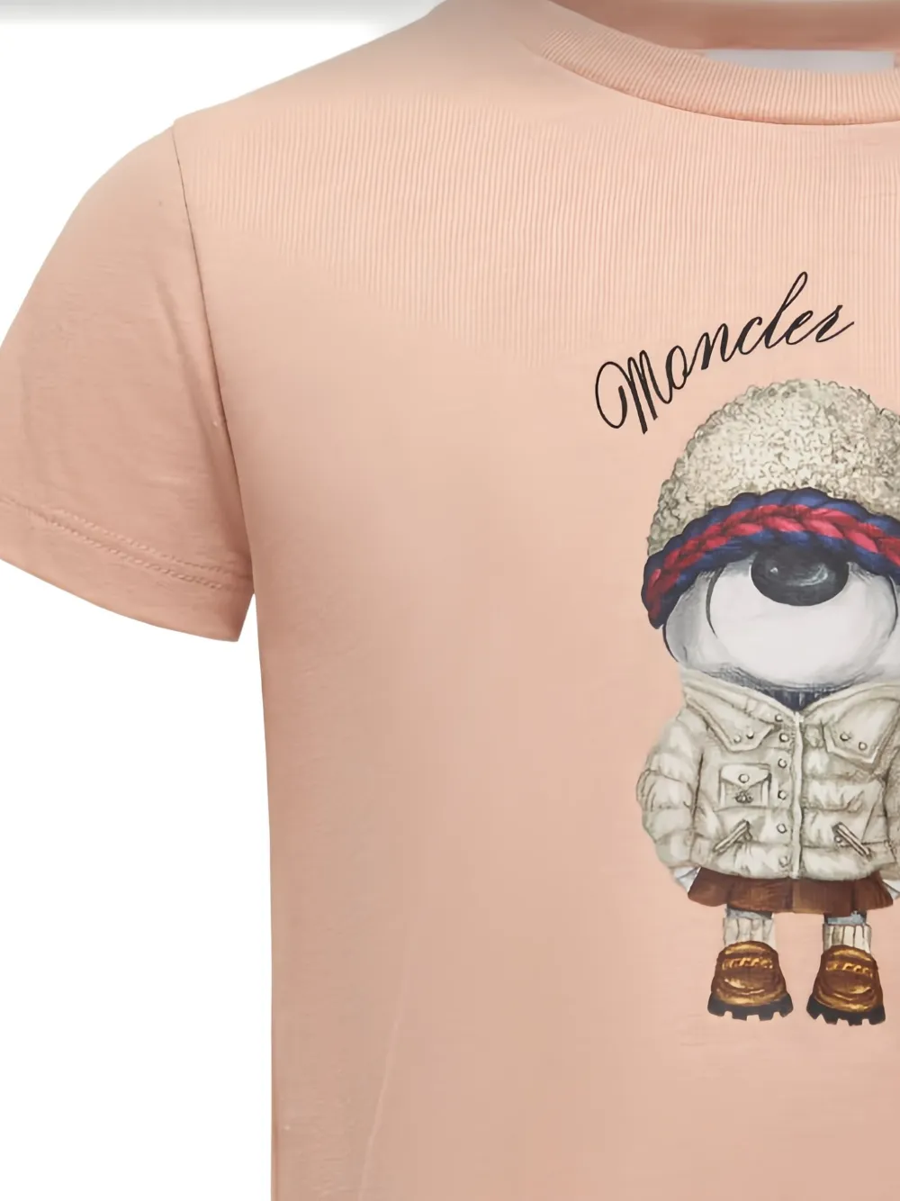 Футболка с логотипом и принтом медведя Moncler Enfant, розовый — фото 3