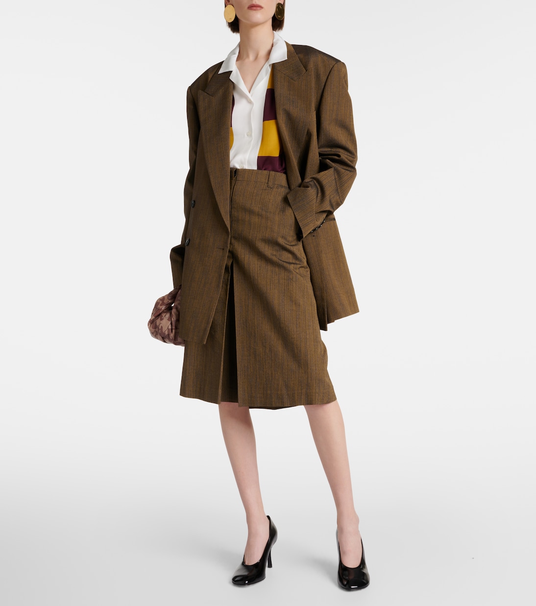 Юбка миди из смеси хлопка и шелка Dries Van Noten, желтый — фото 2