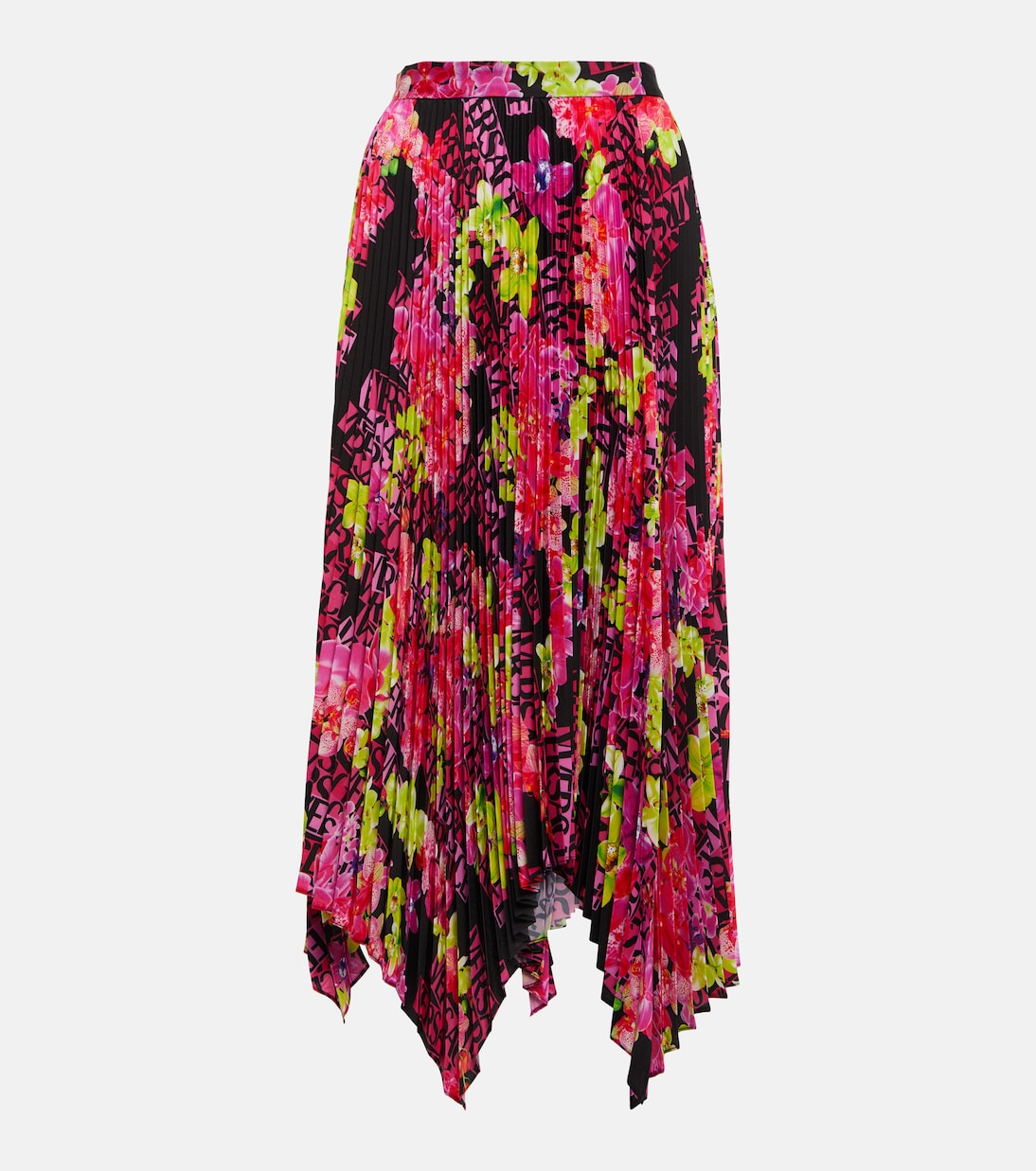 

Юбка миди в складку с логотипом Orchid Versace, Black+Pink