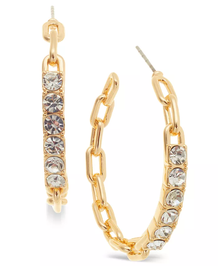 

Серьги-кольца с золотистыми кристаллами Frozen Chain Hoops, 1,5 дюйма On 34th, золотой