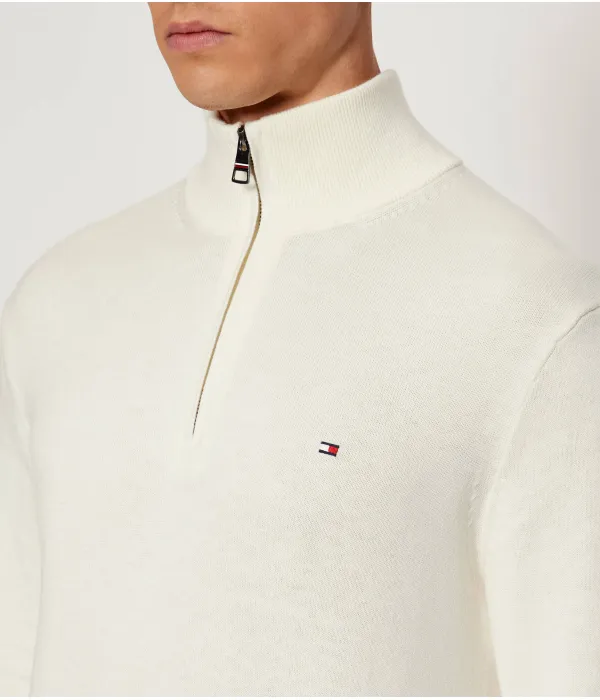 Свитер с имитацией молнии Regular fit Tommy Hilfiger, бежевый — фото 4