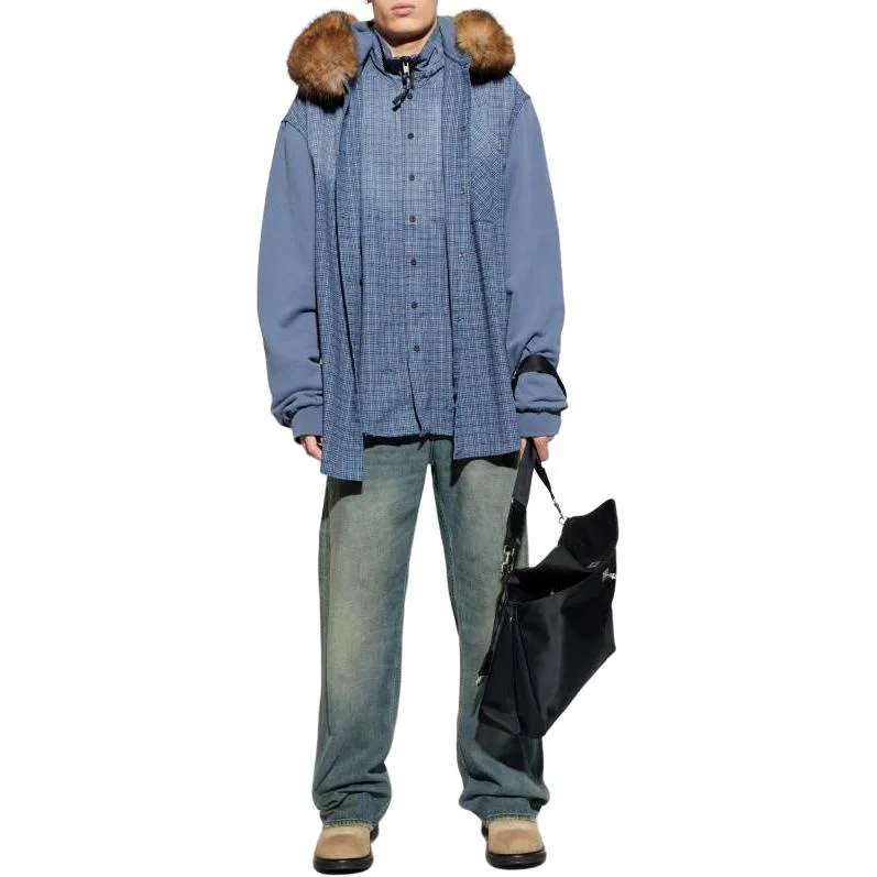Куртка клетчатая Balenciaga синяя — фото 3