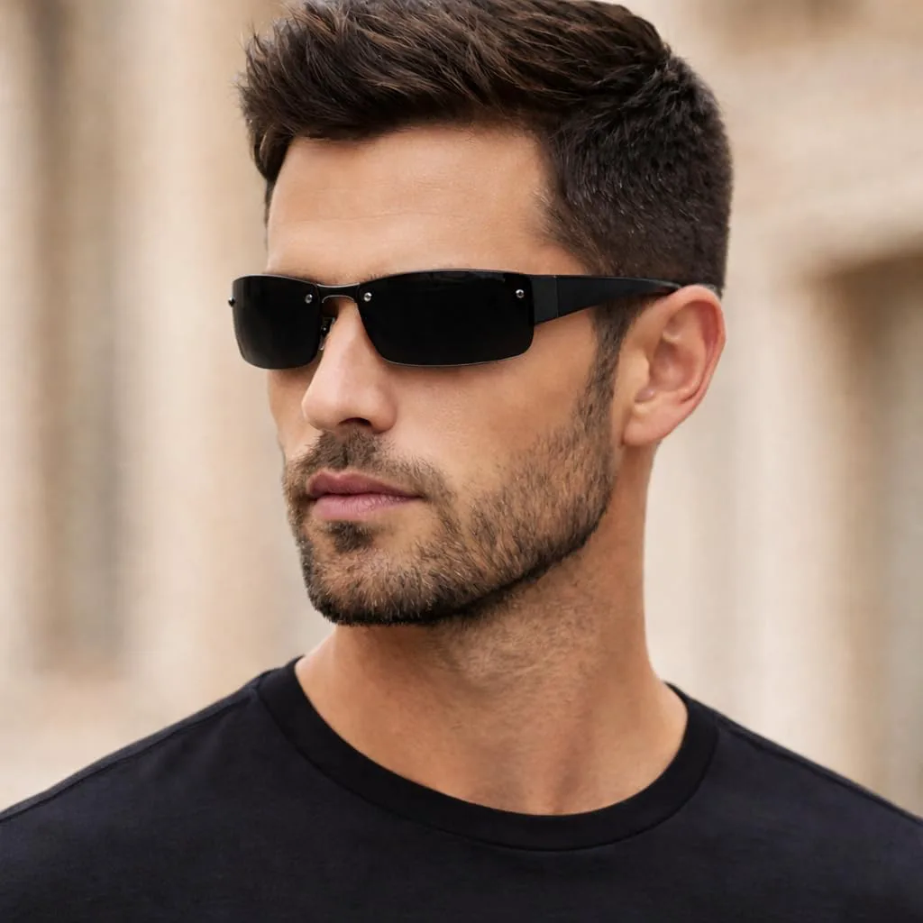 

Солнцезащитные очки PASTL в полуободковой оправе, без оправы, прямоугольной формы, унисекс, классический стиль, защита от УФ-излучения UV 400, Gold Brown (Brown)