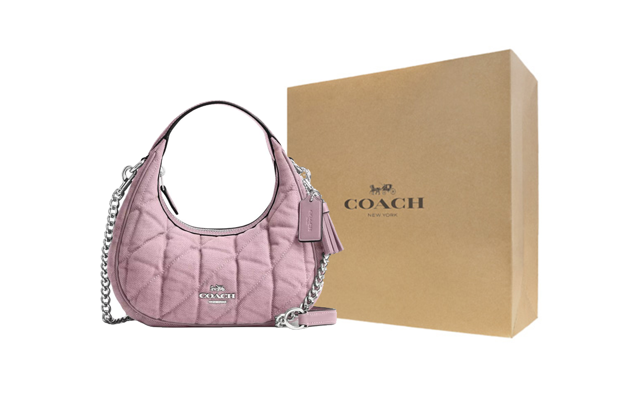 

Кармен Джинсовая с гладкой кожей мини сумка через плечо на одно плечо женская гвоздичного цвета COACH, gift box set (basic set+желтый box)