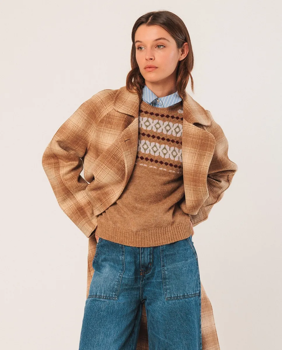 

Женский джемпер с длинным рукавом и круглым вырезом Indi & Cold, песочный