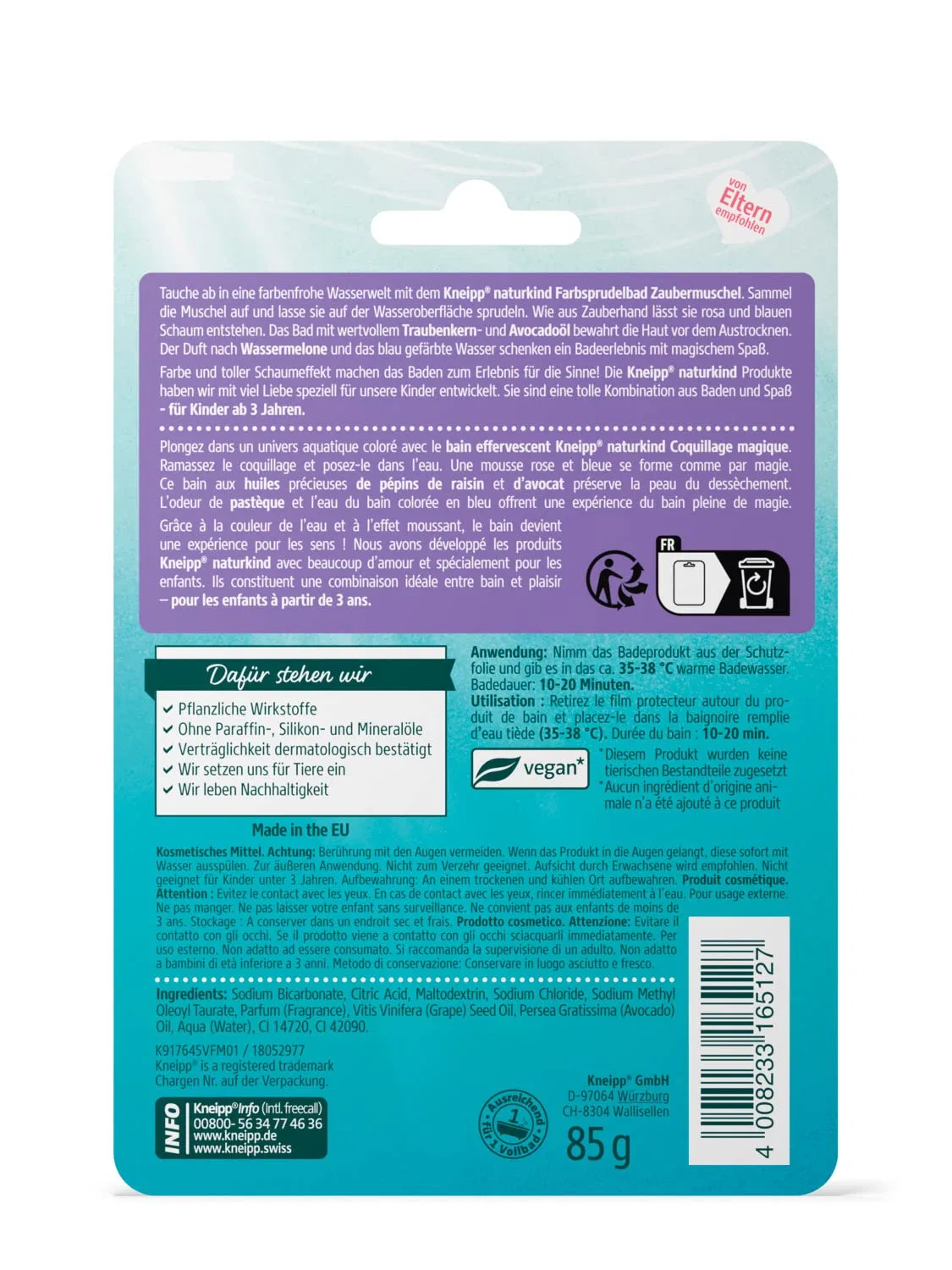 Цветная пена для ванны Kneipp Naturkind Magic Shell с ароматом арбуза Kneipp — фото 2