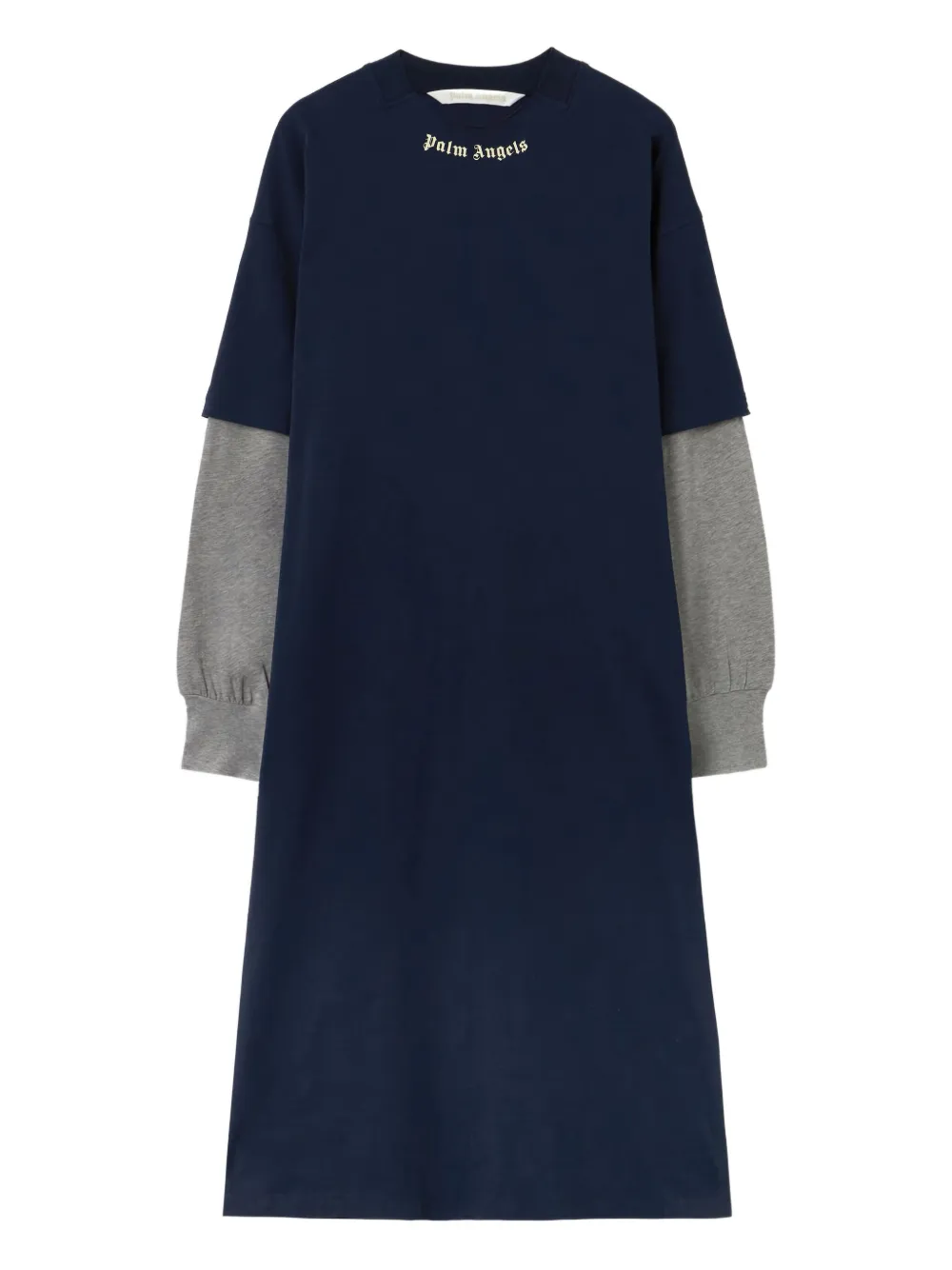 

Миди-платье с многослойным дизайном и изогнутым логотипом Palm Angels, синий