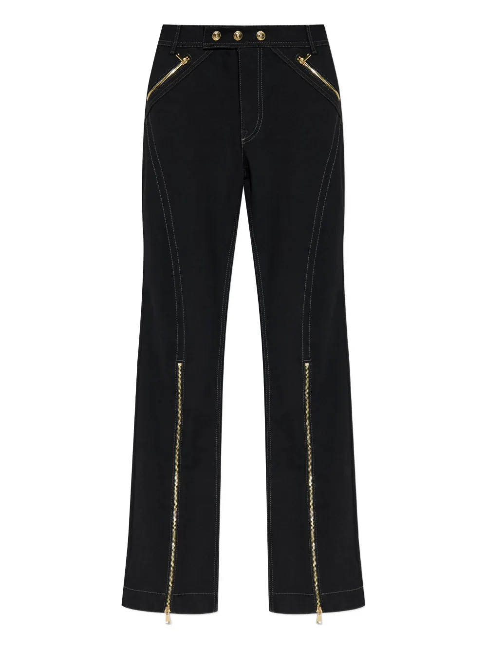

Джинсы из денима с прострочкой на молнии Versace Jeans Couture, черный
