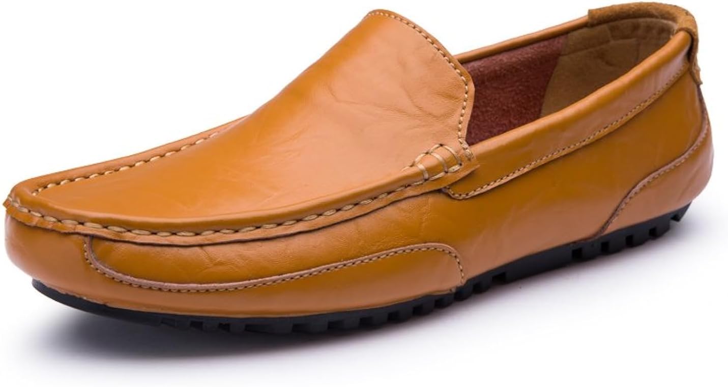 

Мужские повседневные кожаные лоферы kvdrcs с отделкой слип-он, плоская подошва, мокасины, пенни-туфли, желтый
