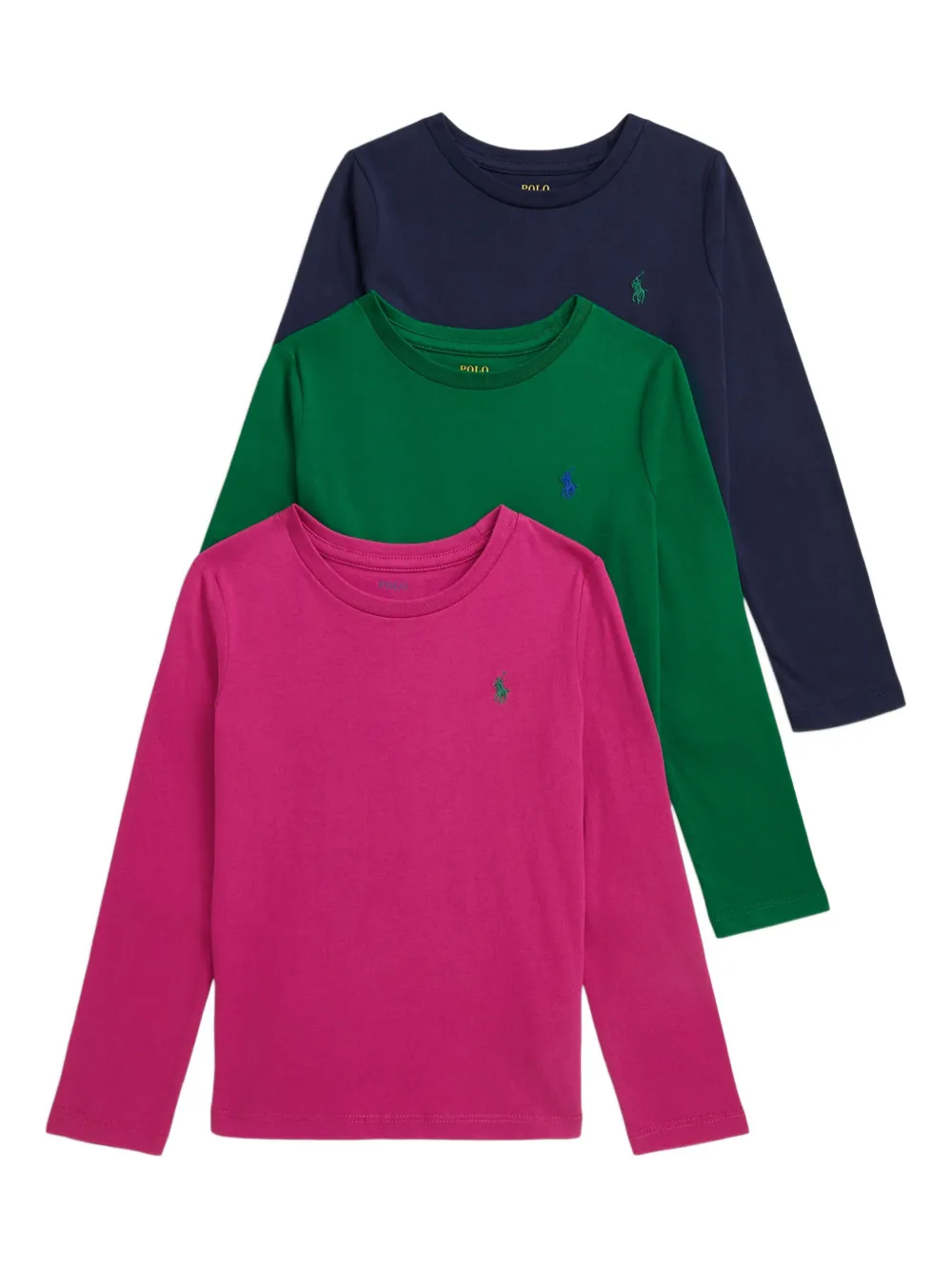 

Комплект из трех футболок с длинными рукавами POLO RALPH LAUREN KIDS, розовый