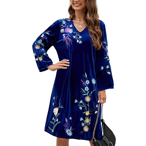 

Женское бохо платье с длинными рукавами из бархата с цветочным принтом для свадьбы Megaretailer