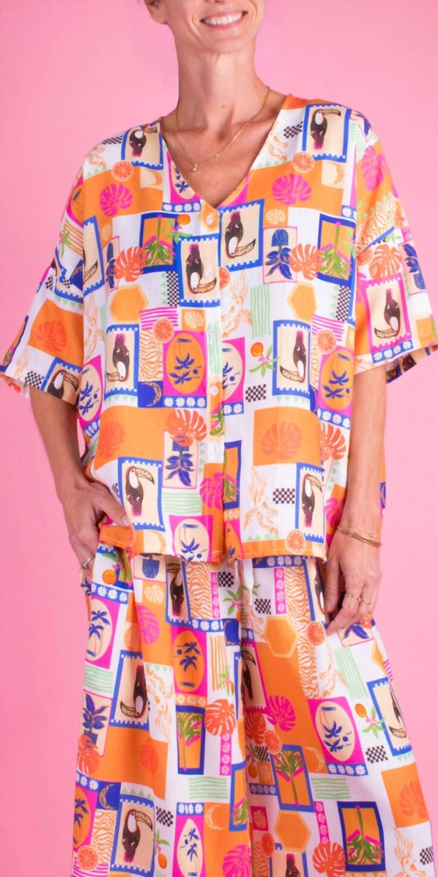 

Рубашка Tucano с V-образным вырезом и застежкой на пуговицы оранжевого цвета Gigi Moda, оранжевый