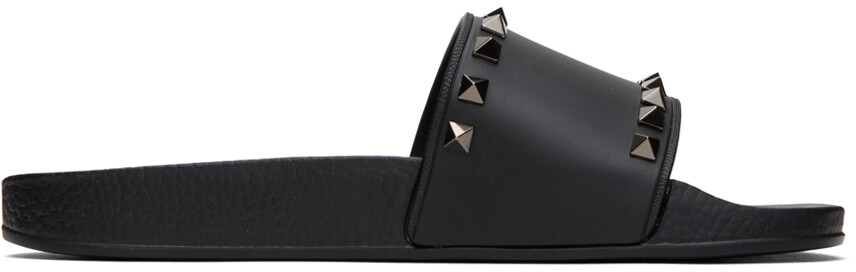 

Черные шлепанцы Rockstud Valentino Garavani