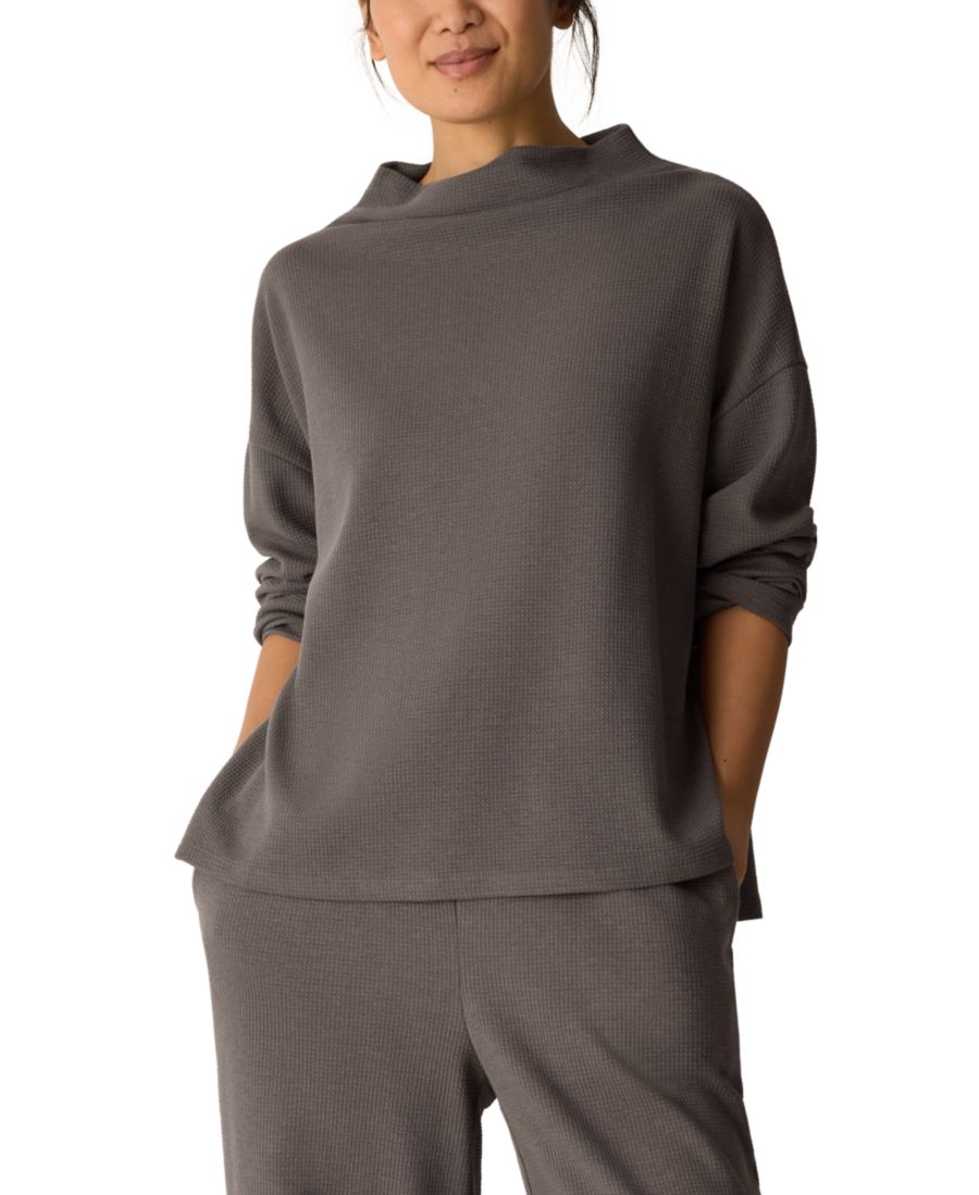 

Женская футболка-рубашка с длинными рукавами и воротником-стойкой Eileen Fisher, Rye