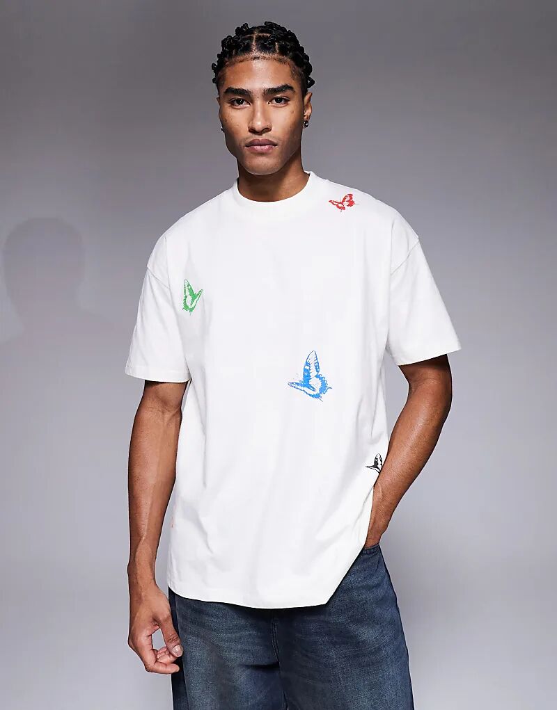 

Футболка Good For Nothing с принтом бабочек бежевого цвета