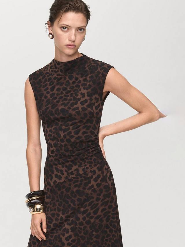 

Платье миди Carole с принтом Animal Print Mango, Brown