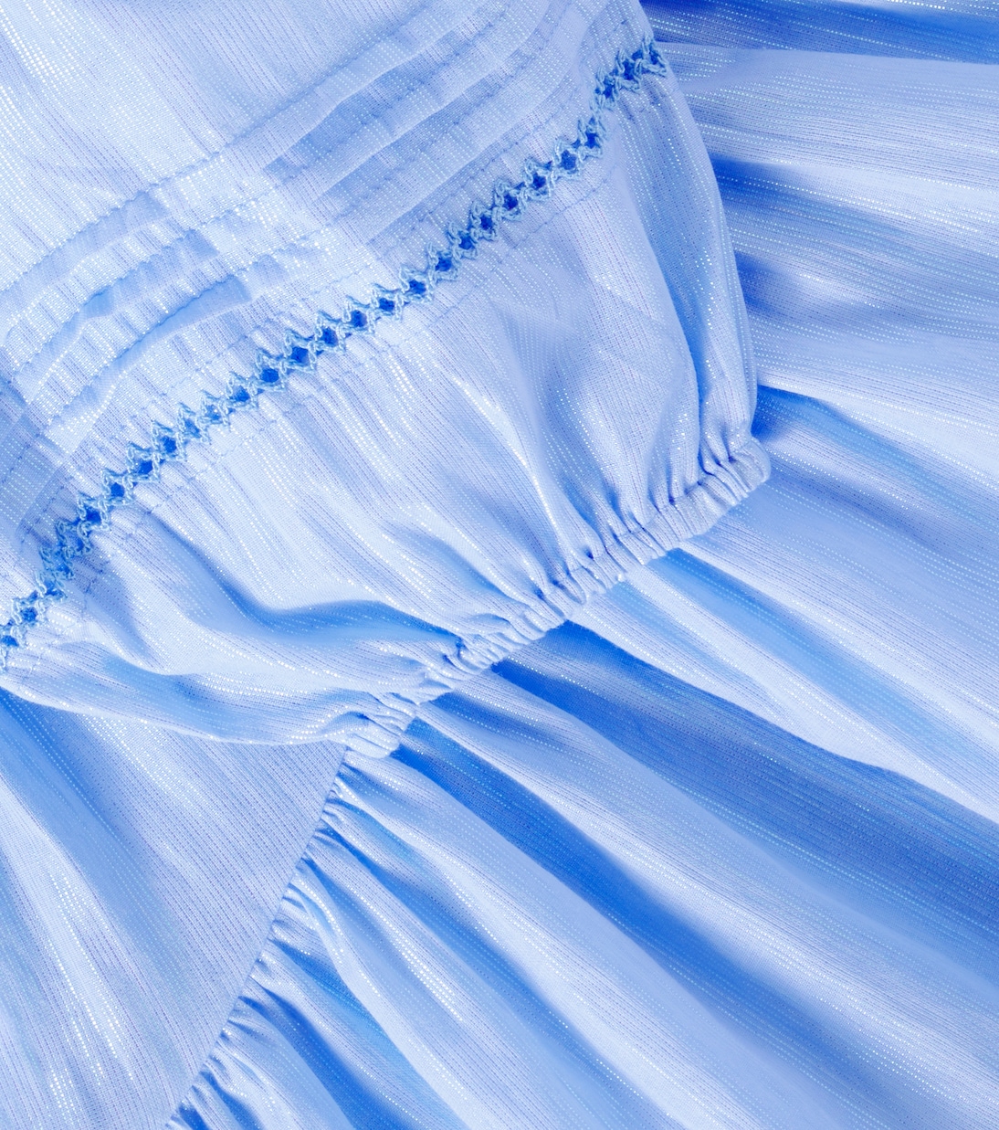Шифоновая блуза Chantal из хлопка с добавлением ламе Poupette St Barth Kids, Light Blue 25 Plain — фото 3