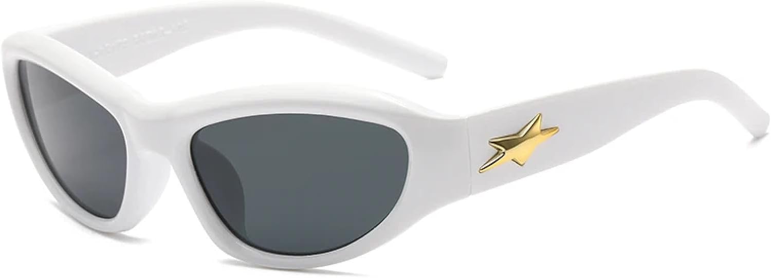 

Солнцезащитные очки в стиле «кошачий глаз», винтажные, для активного отдыха, спортивные, панк, женские и мужские, в стиле стимпанк. Модные солнцезащитные очки TKKTLLT, White