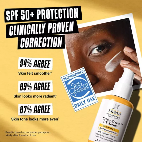 Better screen uv сыворотка spf 50+ солнцезащитный крем для лица с коллагеновым пептидом Kiehl'S Since 1851, 15 гр — фото 2