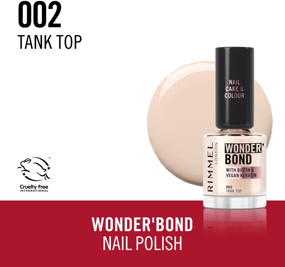 Лак для ногтей Wonder'Bond Rimmel, atspalvis 002 tank top 12 мл — фото 3
