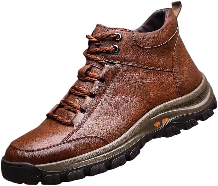 

Зимние мужские высокие кеды большого размера с толстой кожаной стеганой отделкой для повседневного и спортивного использования. Внутренняя подкладка комфортная и мягкая, сохраняет ноги в тепле Clolinde, коричневый