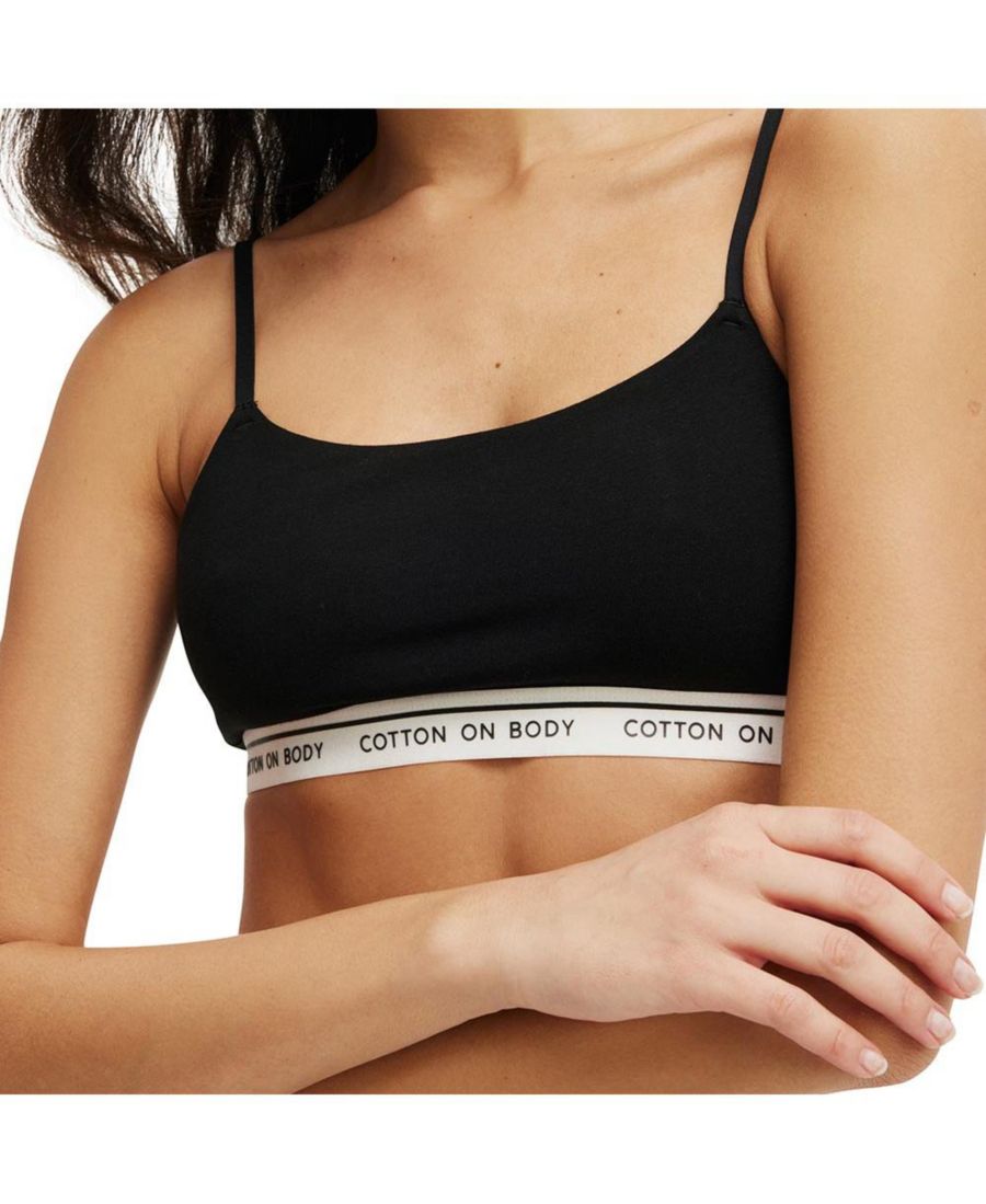 

Женский хлопковый бюстгальтер-топ с вырезом-лодочкой, фирменный брендовый COTTON ON, Black