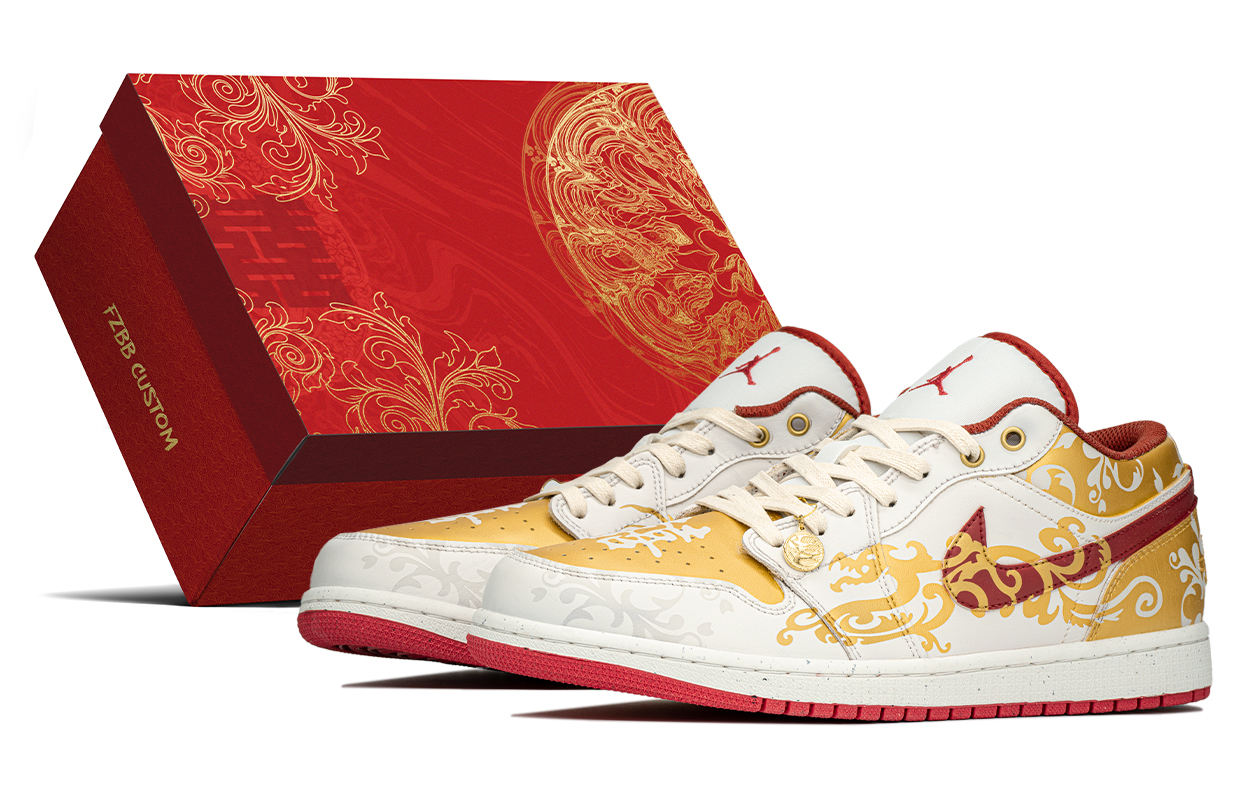 

Баскетбольные кроссовки Air 1 Vintage Men Low-Top Red/Gold Jordan, цвет Gold Red