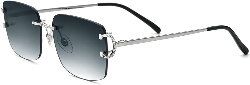 

Мужские солнцезащитные очки HEPIDEM без оправы, прямоугольные, с циркониевыми бриллиантами, защитой от УФ-излучения UV400, нейлоновыми линзами, 50249 Silver Frame Gradient Grey Lens