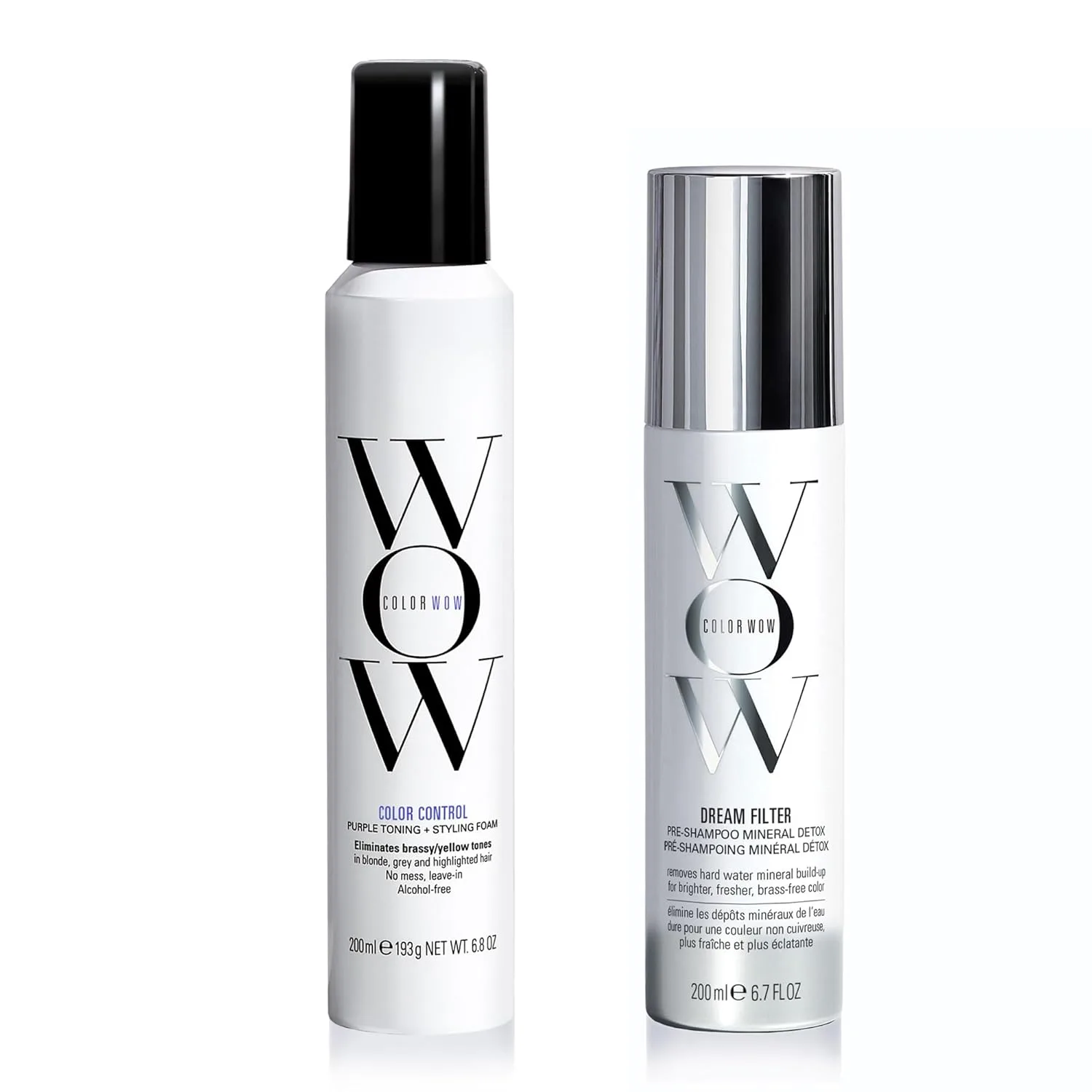 COLOR WOW Crisis Kit для ухода за блондированными волосами - сохраняет блонд ярким, светлым и без желтых оттенков с DREAM FILTER и COLOR CONTROL PURPLE TONING FOAM, yellow