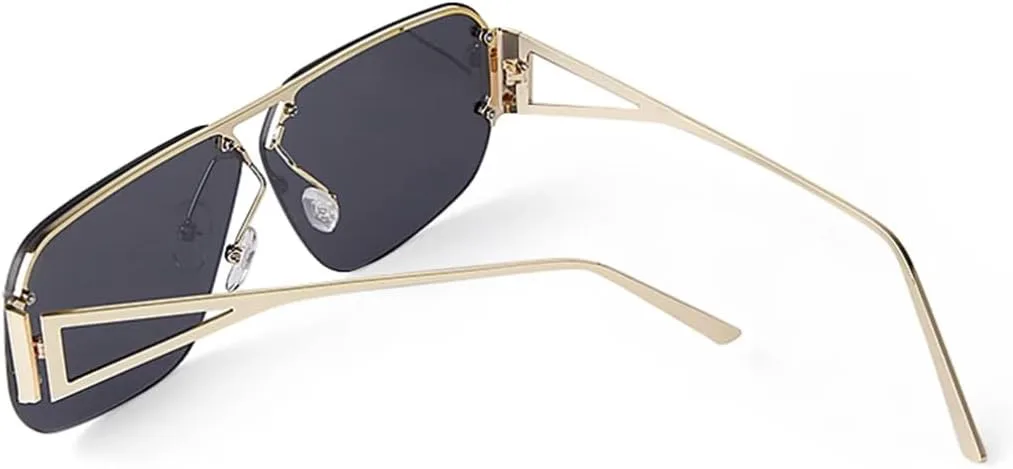 

Крупные металлические солнцезащитные очки для женщин и мужчин, без оправы, солнцезащитные очки для мужчин и женщин с защитой от УФ-излучения UV400 SZVVBKK, 4