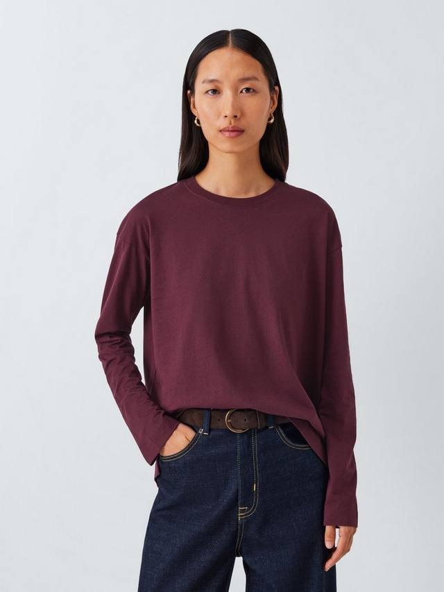 

Оверсайз лонгслив из органического хлопка John Lewis, Burgundy