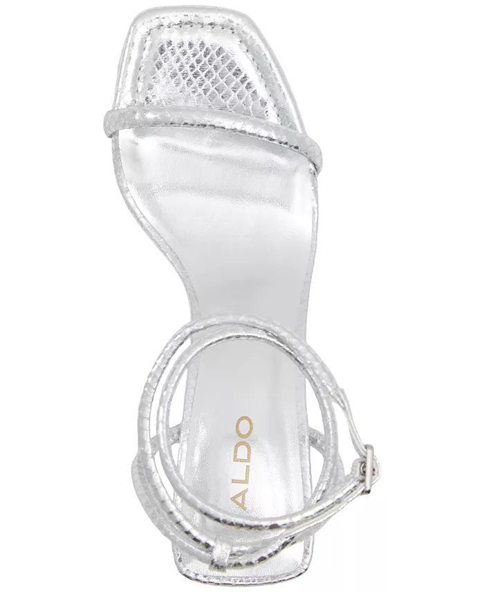 Женские сандалии Dime Strappy с переплетением на щиколотке ALDO, серебряный — фото 4