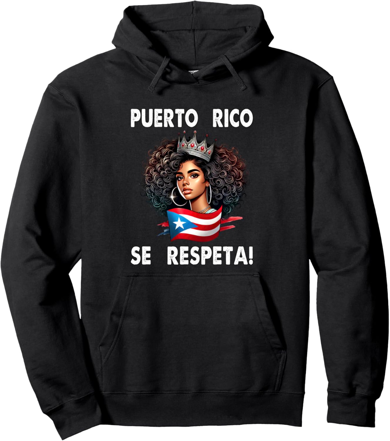 

Толстовка с капюшоном Puerto Rico Se Respeta Afro Boricua Queen Crown Flag Puerto Rico Se Respeta Collection, More Here, черный