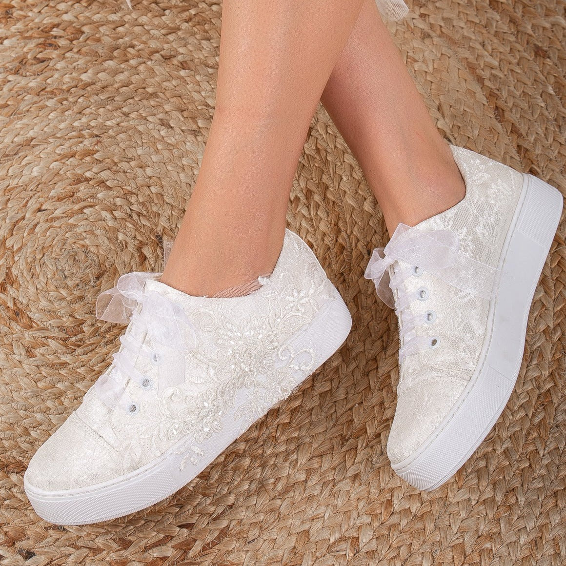 Кружевные свадебные кроссовки Elise Forever & Always Shoes, слоновая кость — фото 4