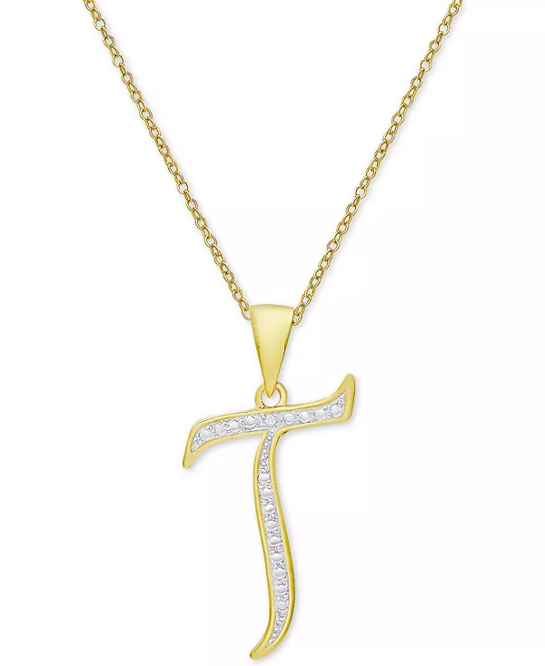 

Ожерелье с кулоном-инициалом в форме бриллианта, 18 дюймов, из серебра, золота и розового золота Macy'S, t/gold