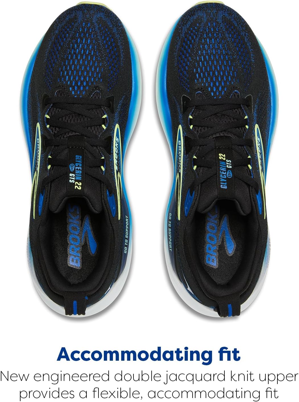 Мужские беговые кроссовки Brooks Glycerin GTS 22 с поддержкой, черный/желтый — фото 4