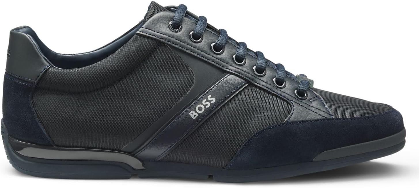 

Мужские кроссовки BOSS Saturn Lowp из смешанных материалов с искусственной кожей и замшей, темно-синий