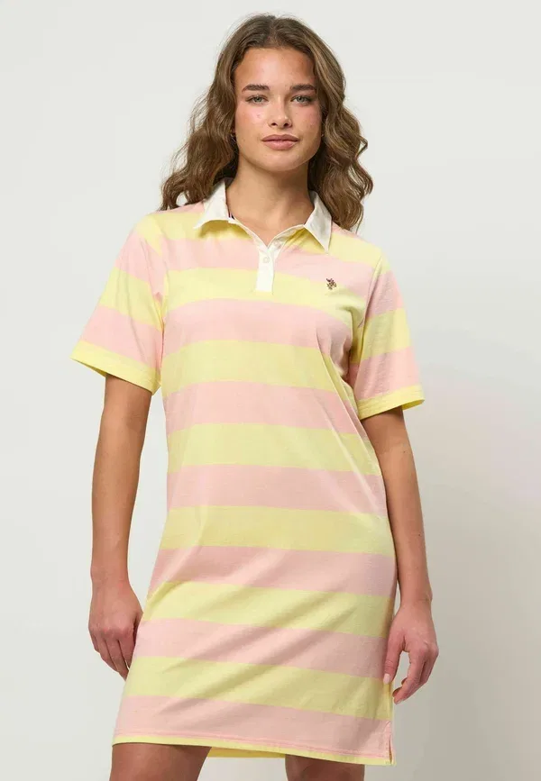 Платье-поло Uwleira U.S. Polo Assn., в полоску импатиенс розовый