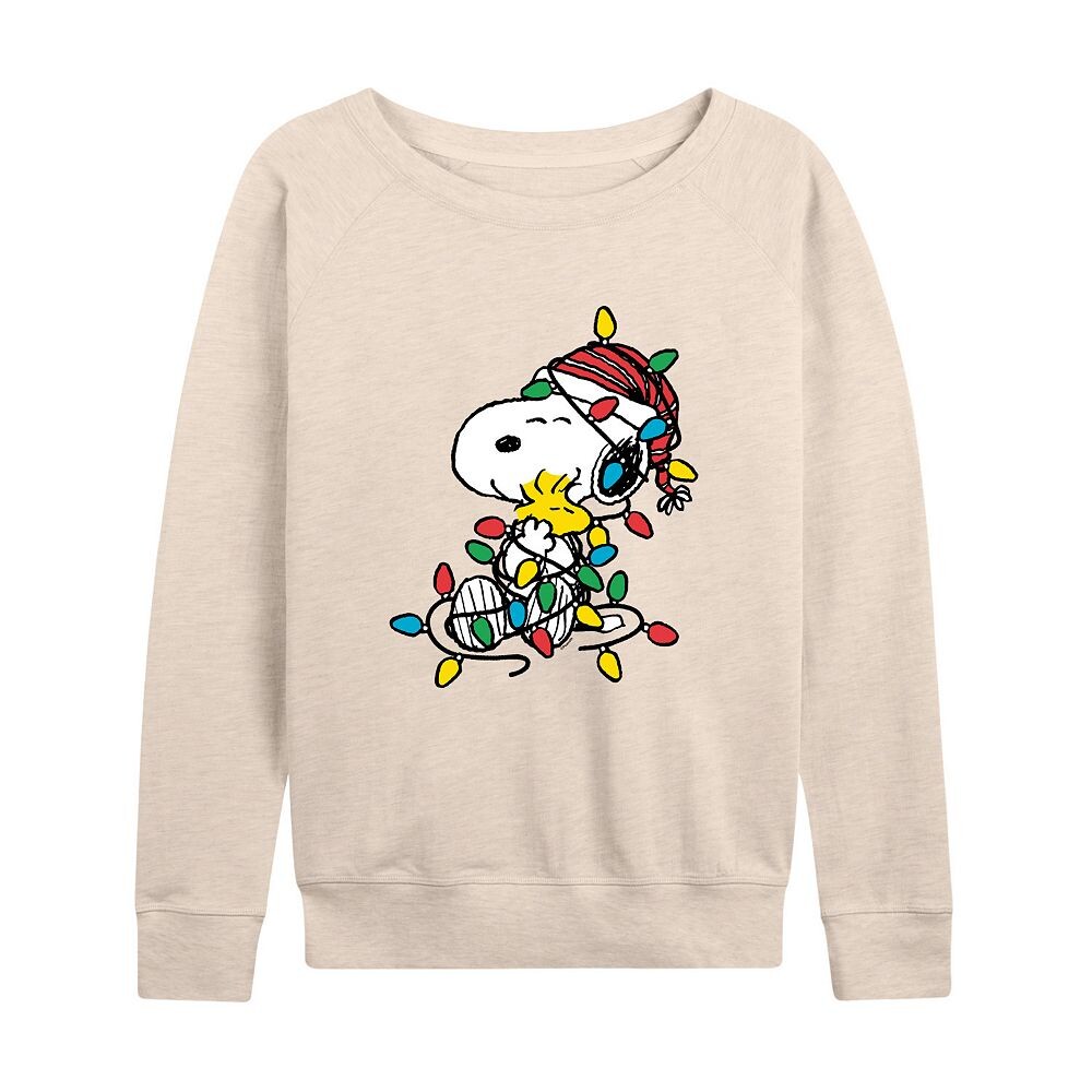

Женский легкий свитшот из френч терри Peanuts Christmas Lights Licensed Character, бежевый