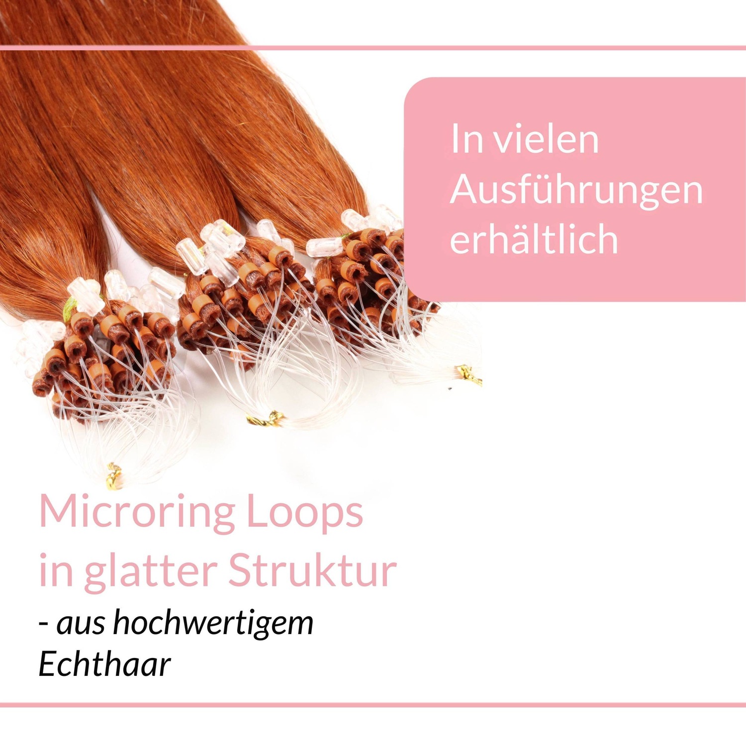 Накладные волосы microring extensions echthaar #8/43 hellblond rot-gold 0.5g Hair2Heart, 60cm, количество 25 шт. — фото 3