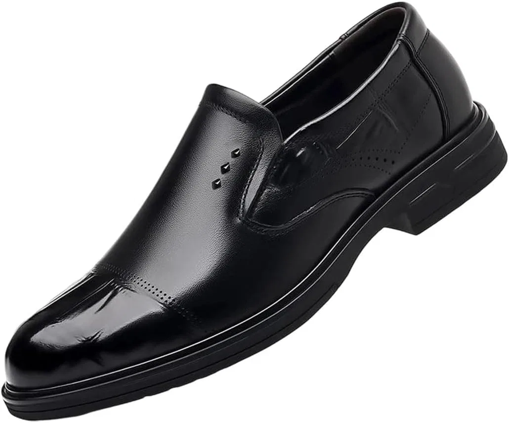 Туфли кожаные Handmade Leather Flats Casual Driving Slip-On Dress Shoes, черный