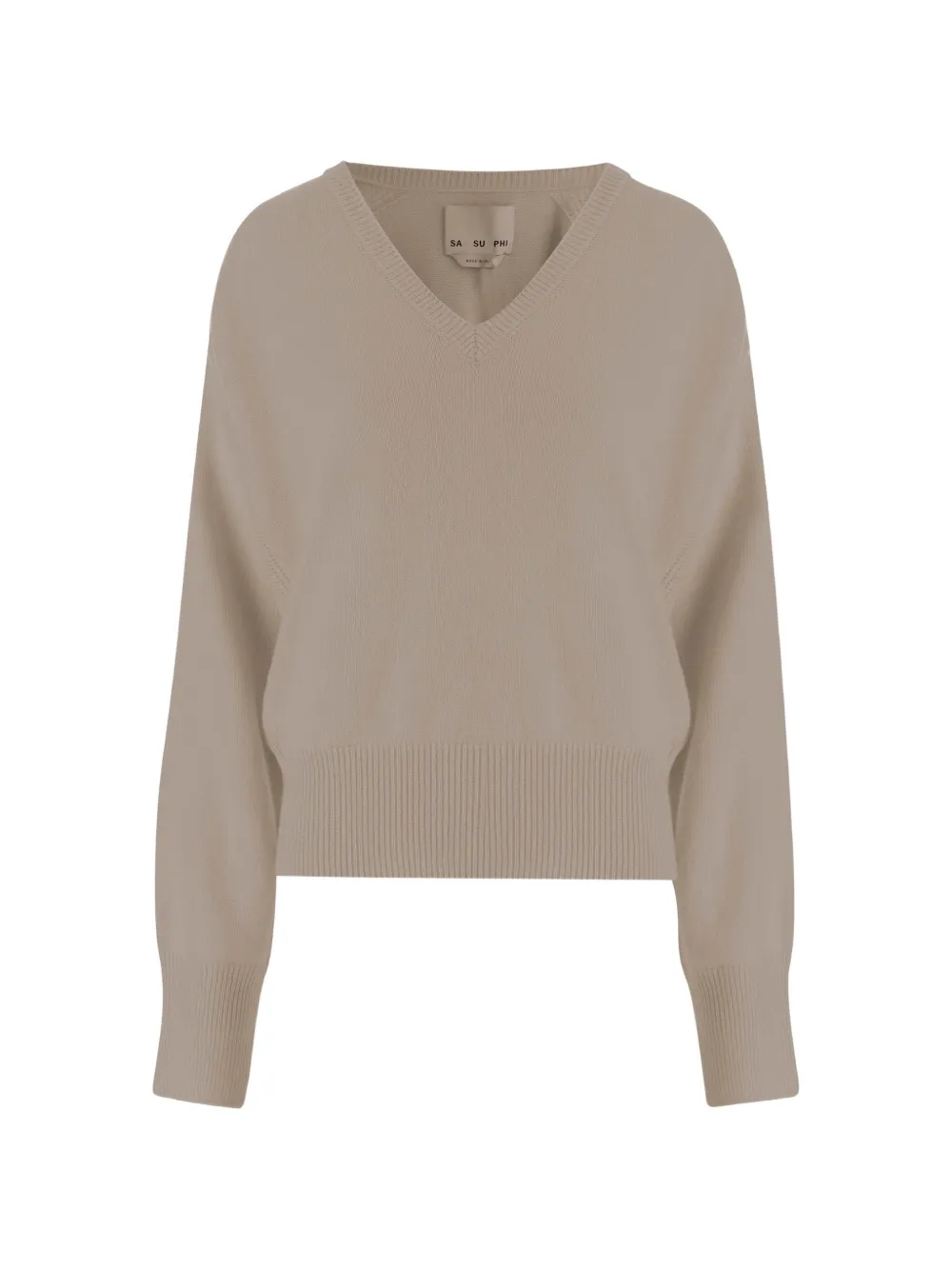 

Кашемировый свитер с V-образным вырезом Sa Su Phi, бежевый