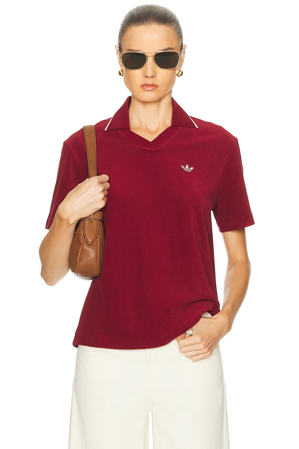 

Short Sleeve Поло Adidas By Wales Bonner, Collegiate Burgundy